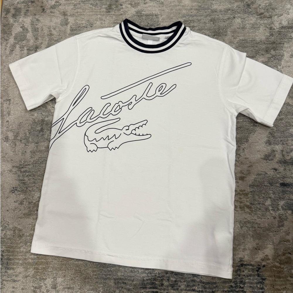 Lacoste White Short Sleeve Tee with Subtle Logo
